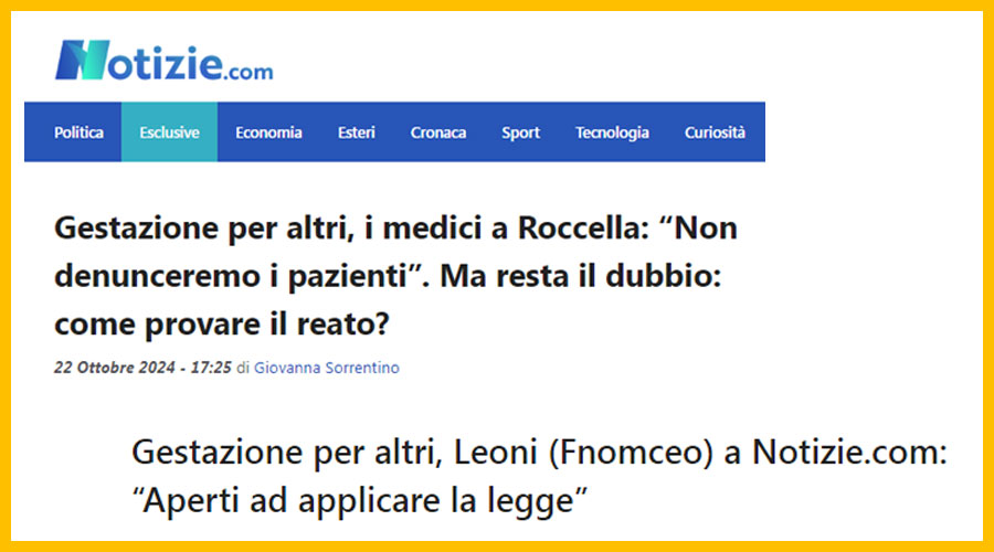 Clicca per accedere all'articolo Gestazione per altri, Leoni «Non denunceremo i pazienti, ma serve tavolo di confronto»