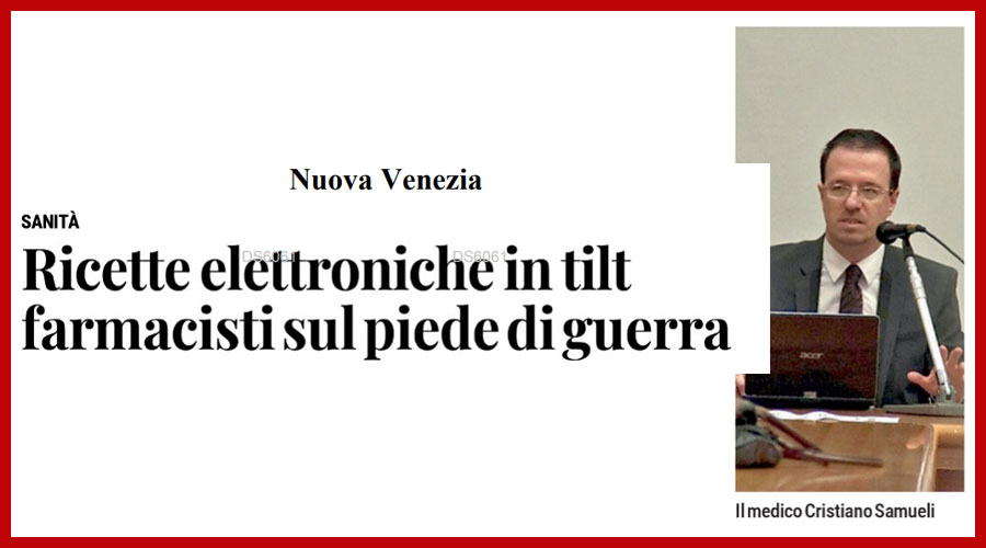 Clicca per accedere all'articolo Ricette elettroniche ancora in tilt, Samueli: «Sistemare i guasti una volta per tutte»